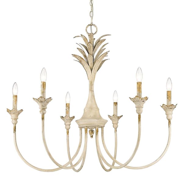 Golden Lighting - Lillianne 6- -Light Antique Ivory Chandelier