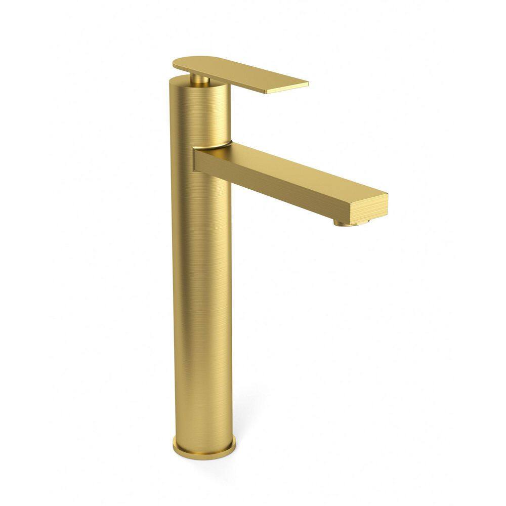 Single Handle Vessel Sink Faucet with Valve and Pop-Up Drain in Brushed Gold (1-Pack) price history on PriceWatchPro