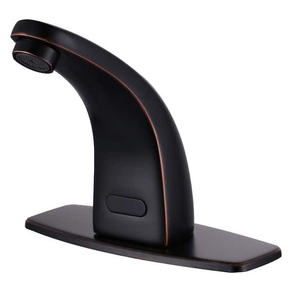 Single Hole Touchless Bathroom Faucet with Deckplate Included in Oil Rubbed Bronze