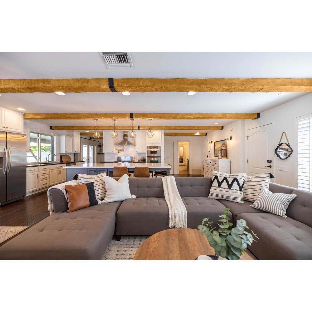 Unfinished Hand Hewn Faux Wood Beam in Light Brown Polyurethane
