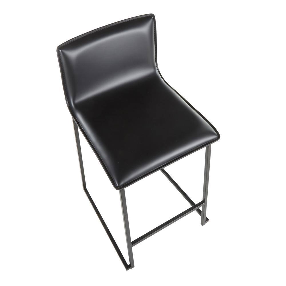 Mara 26" Black Faux Leather and Metal Counter Stools Set