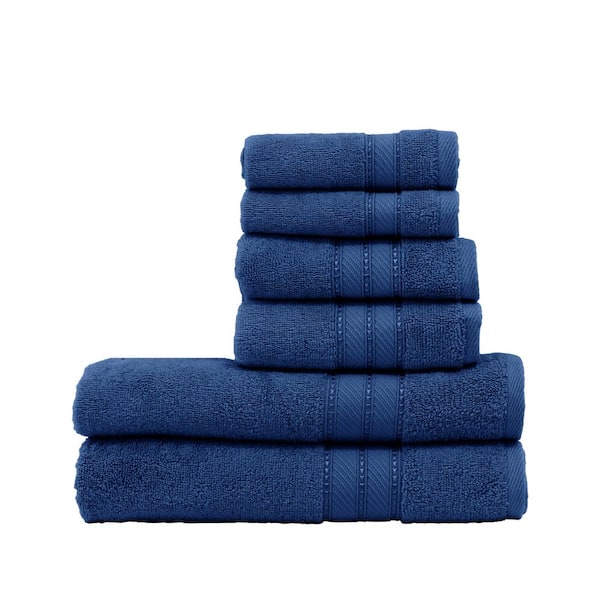 Shop Loft 100% Cotton Solid 6 Piece Antimicrobial Towel Set Navy, Bath  Towels