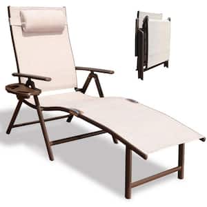 Metal Outdoor Folding Chaise Lounge Chair with Pillow