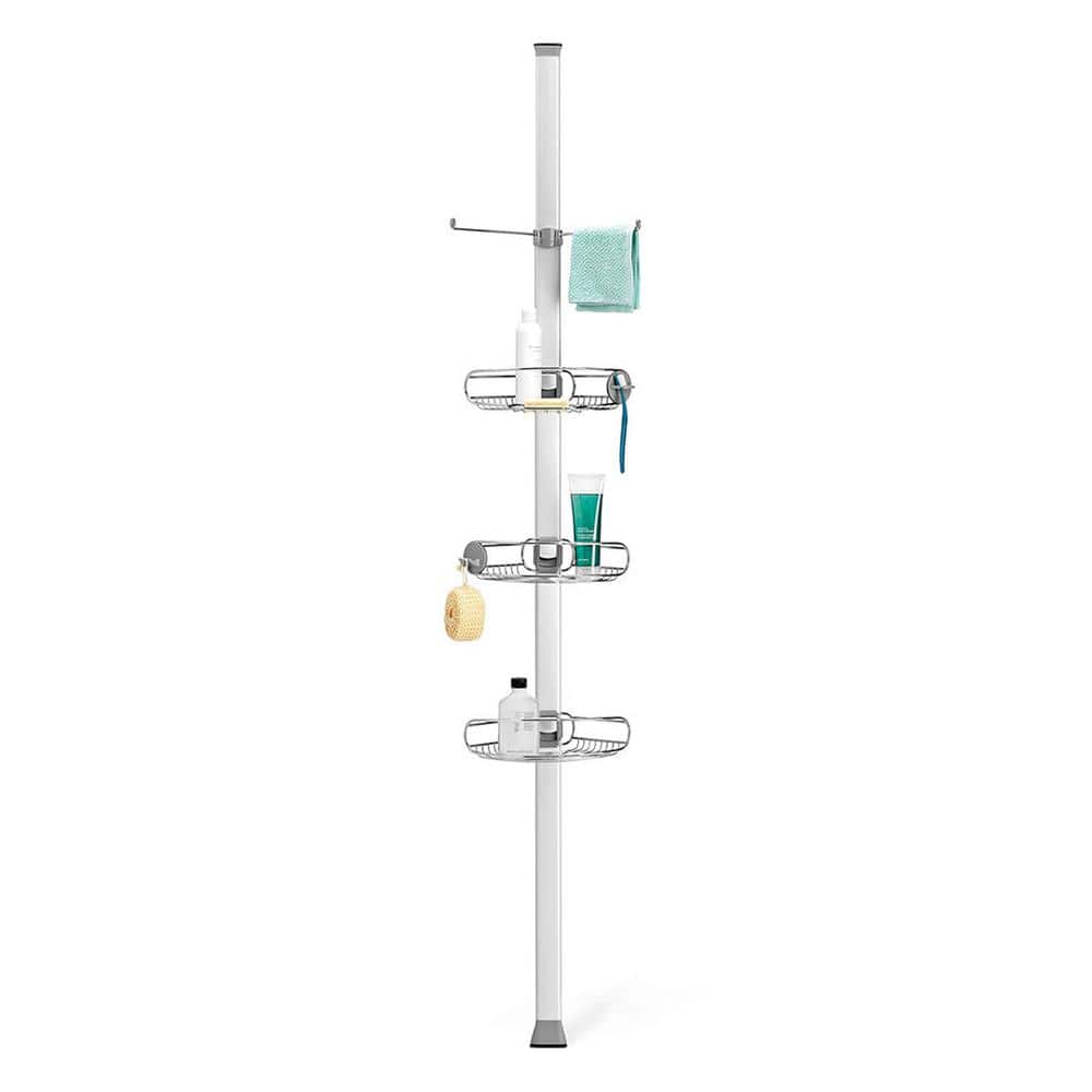 9 ft. Tension Pole Shower Caddy, Stainless Steel and Anodized Aluminum