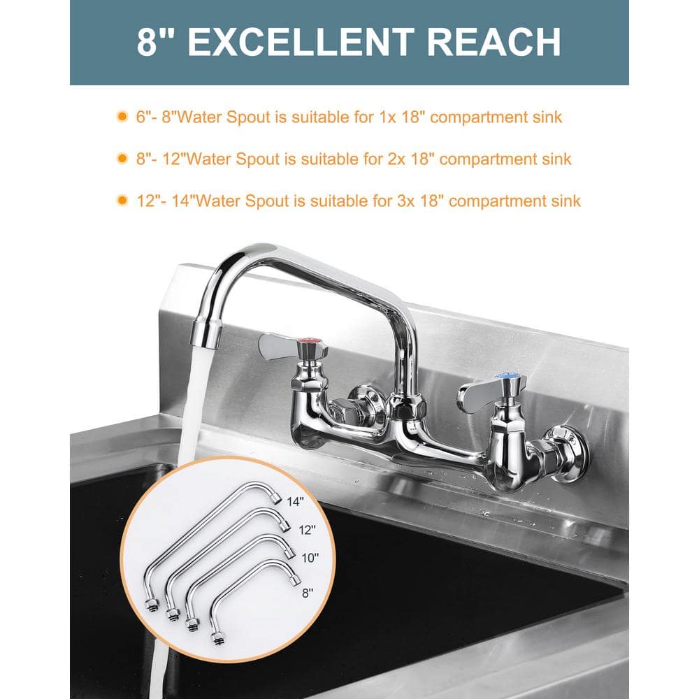 8" Polished Chrome Swivel Spout Replacement for Kitchen Sink