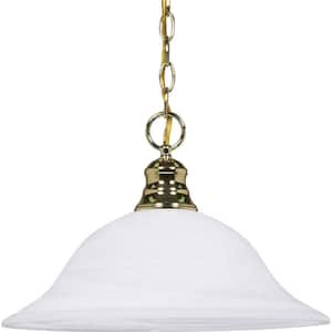 1-Light Polished Brass Dome Pendant