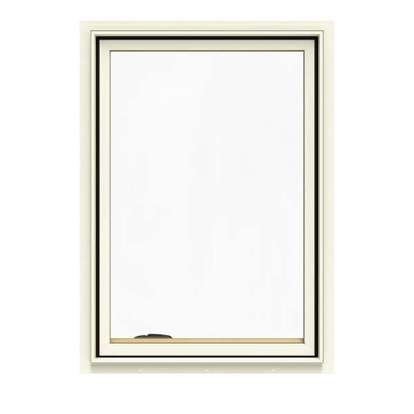 JELD-WEN 24.75 in. x 40.75 in. W-2500 Series Cream Painted Clad Wood Left-Handed Casement Window with BetterVue Mesh Screen
