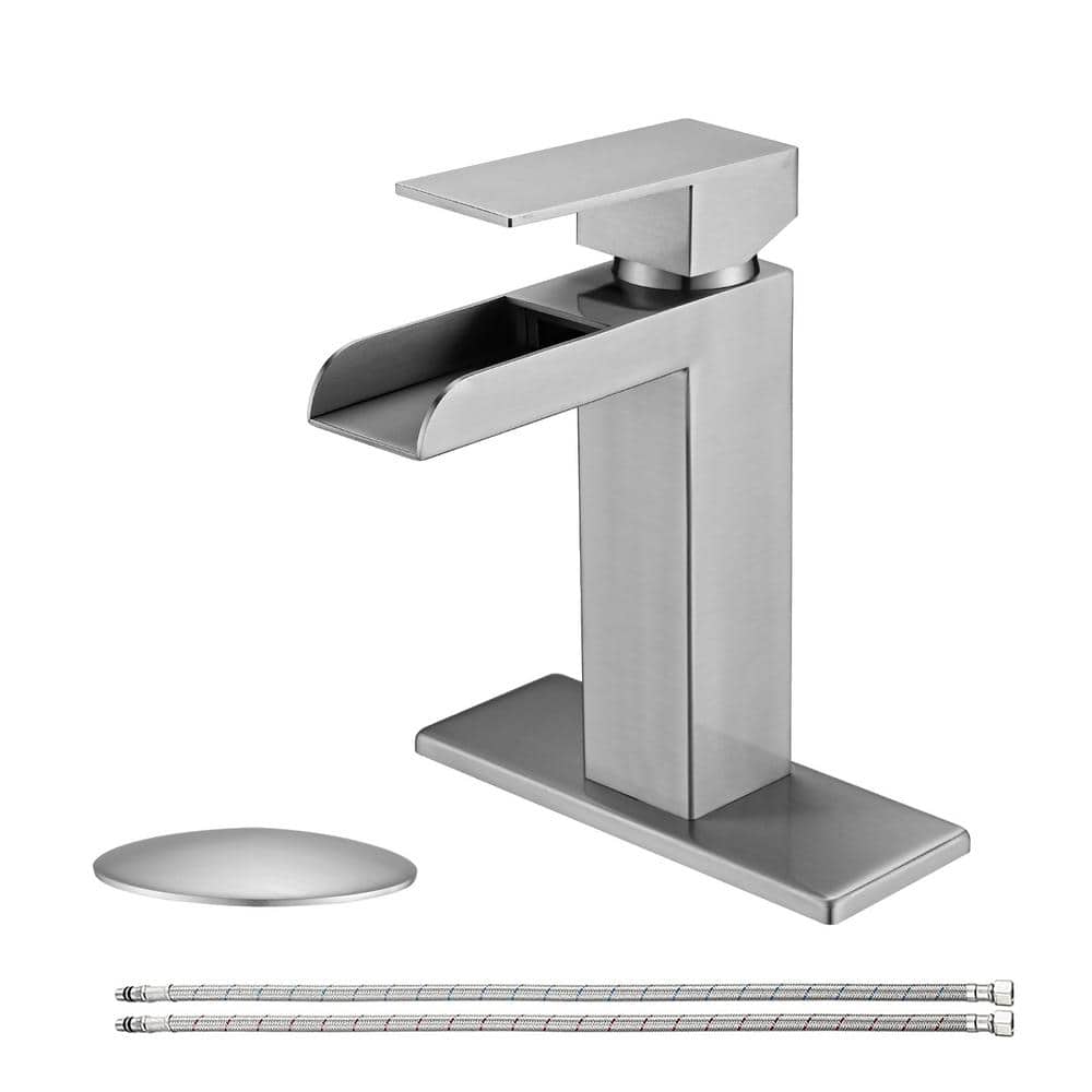 Single Handle Single-Hole Bathroom Faucet with Pop-up Drain Assembly and De