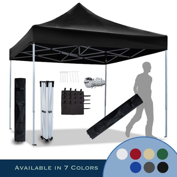 LAUREL CANYON 10 ft. L x 10 ft. L Black Commercial Steel Instant Canopy Pop-Up Tent Adjustable Legs