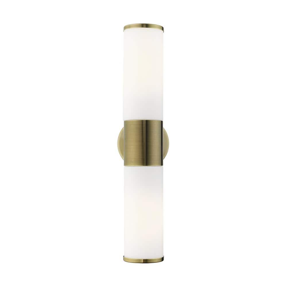 Antique Brass 2-Light Wall Mount Vanity Sconce