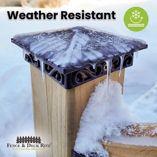 FENCE & DECK RITE Unique Design Post Caps Fits Standard 4 in. x 4 in. Posts Reinforced Black Polypropylene (4 Pieces)
