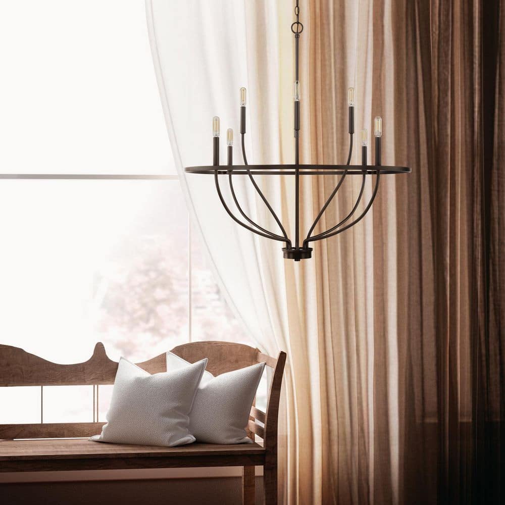 Greyson 8-Light 34 in. W x 36.5 in. H Bronze Chandelier