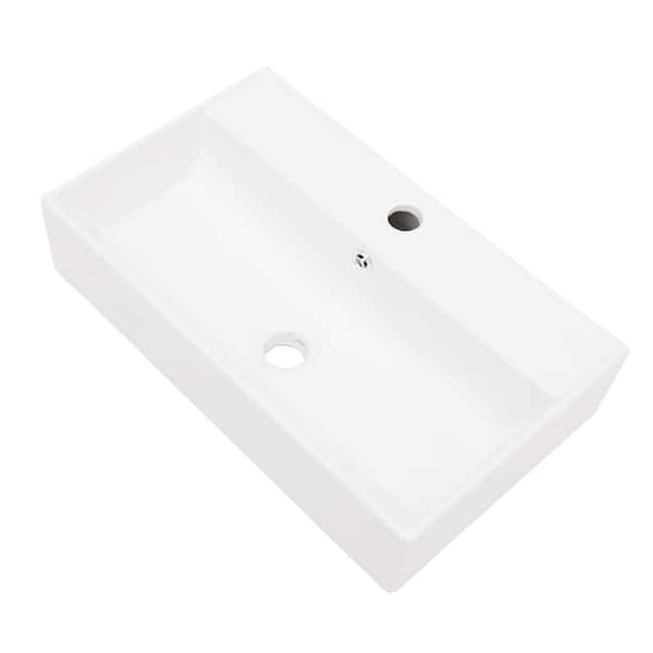 Kichae 21 x 12 Inch Rectangular White Ceramic Wall Mounted