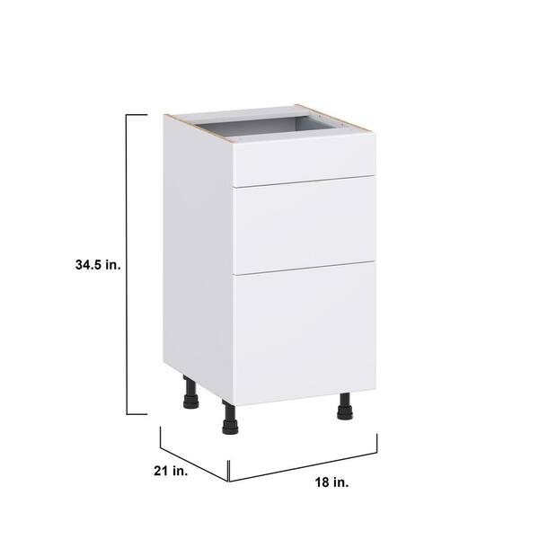 J COLLECTION Fairhope Bright White Slab Assembled Vanity Drawer Base Cabinet with 3 Drawers (24 in. W x 34.5 in. H x 21 in. D)