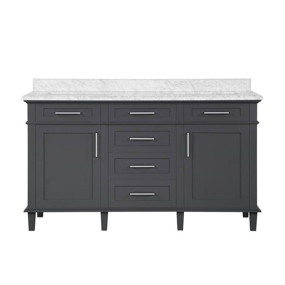Home Decorators Collection Sonoma 60 in. W x 22 in. D x 34 in H Bath Vanity in Dark Charcoal