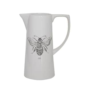 64 fl. oz. White Ceramic Pitcher with Bee Image