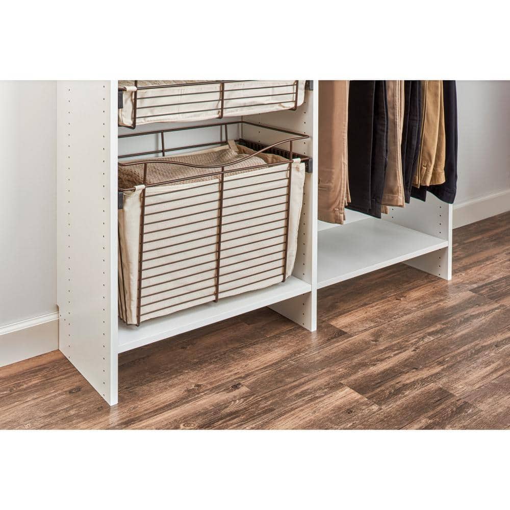 Tan Linen Closet Basket Liner with Velcro Tabs