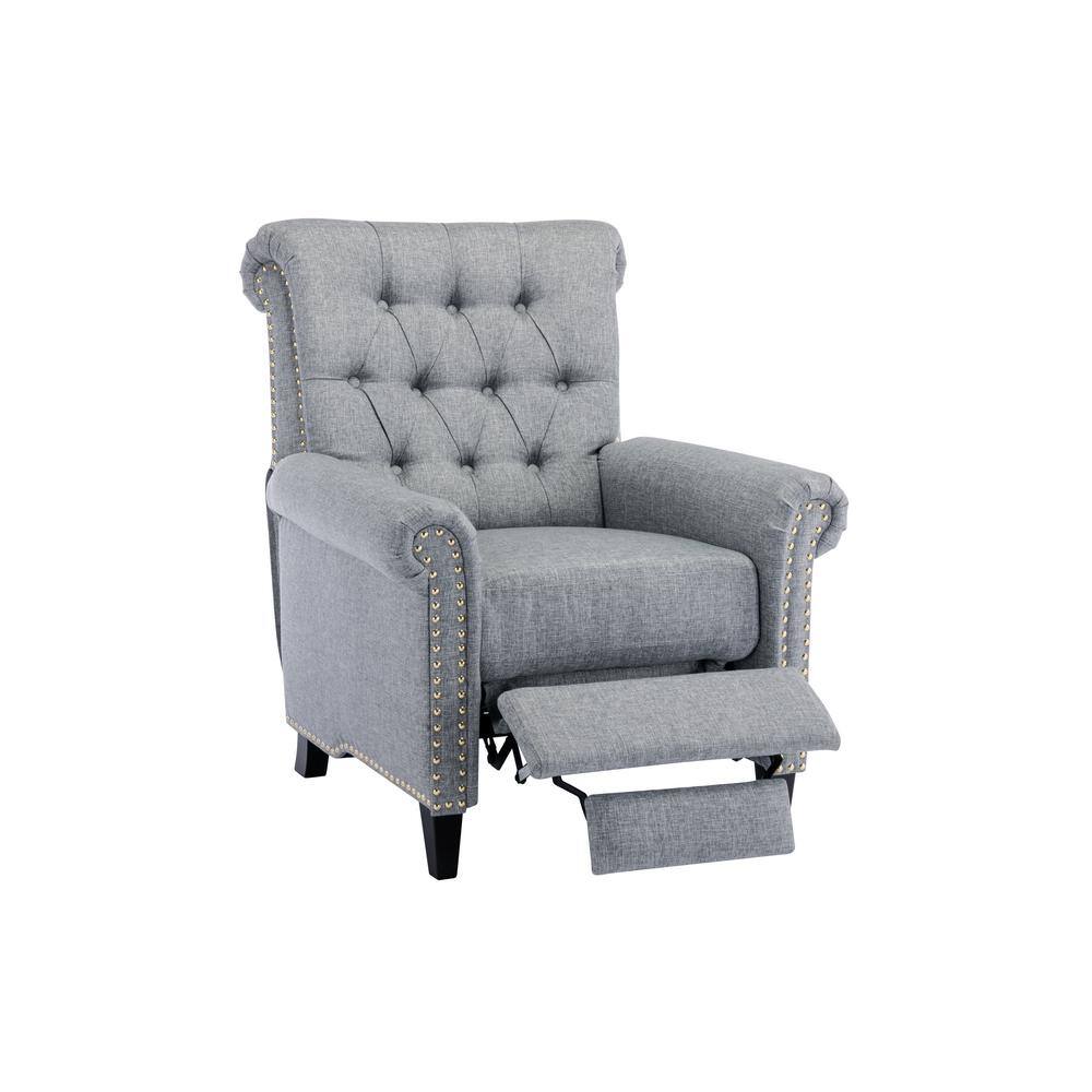 Merax Gray Linen Tufted Push Back Recliner with Nailheads Rolled Arm YJH020AAE The Home Depot