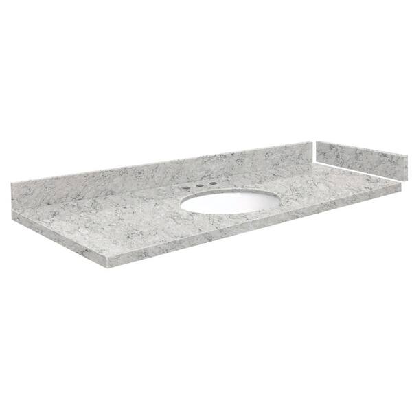 Transolid Silestone 60.5 in. W x 22.25 in. D Quartz White Round Single Sink Vanity Top in Pietra
