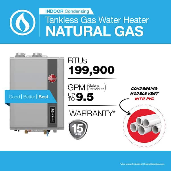 Performance Platinum 9.5 GPM Smart Super High Efficiency Indoor or Outdoor Natural Gas Tankless Water Heater
