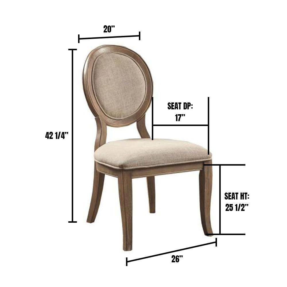 Siobhan Rustic Dark Oak and Ivory Linen Side Chair