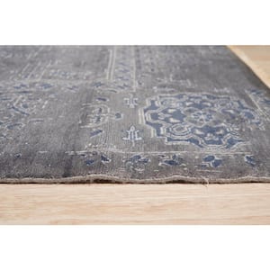 Blue 8 ft. x 10 ft. Hand-Knotted Wool and Bamboo Silk Modern Modern Classic Area Rug