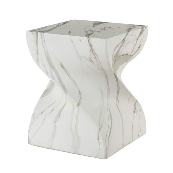 Marble Round Concrete Outdoor Accent Side Table