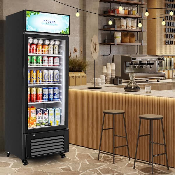 10 cu. ft. Commercial Upright Display Refrigerator Glass Door Beverage Cooler in Black, ETL Certified