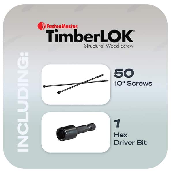 TimberLOK 3/16 in. 2-1/2 in. External Hex Drive, Hex Head Heavy Duty Wood Screw (50-Pack)