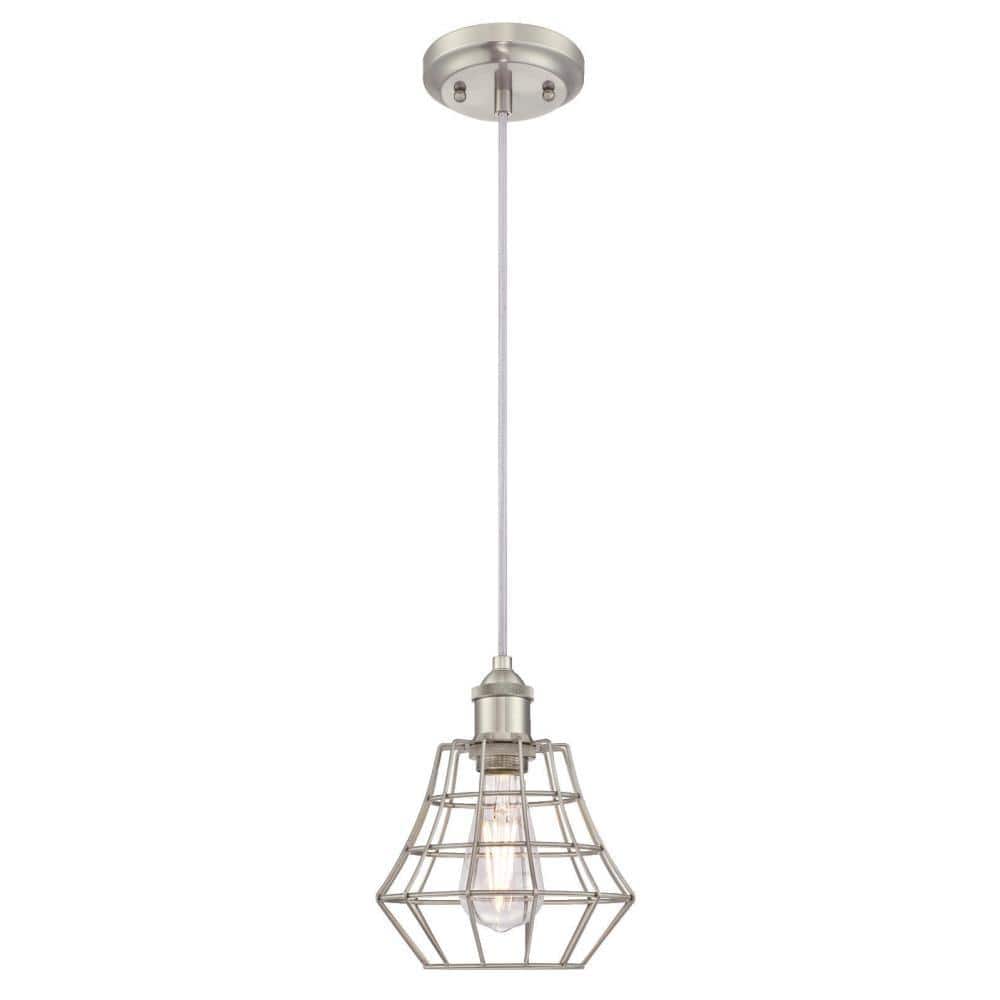 Nathaniel Vintage Farmhouse Mini Pendant in Brushed Nickel