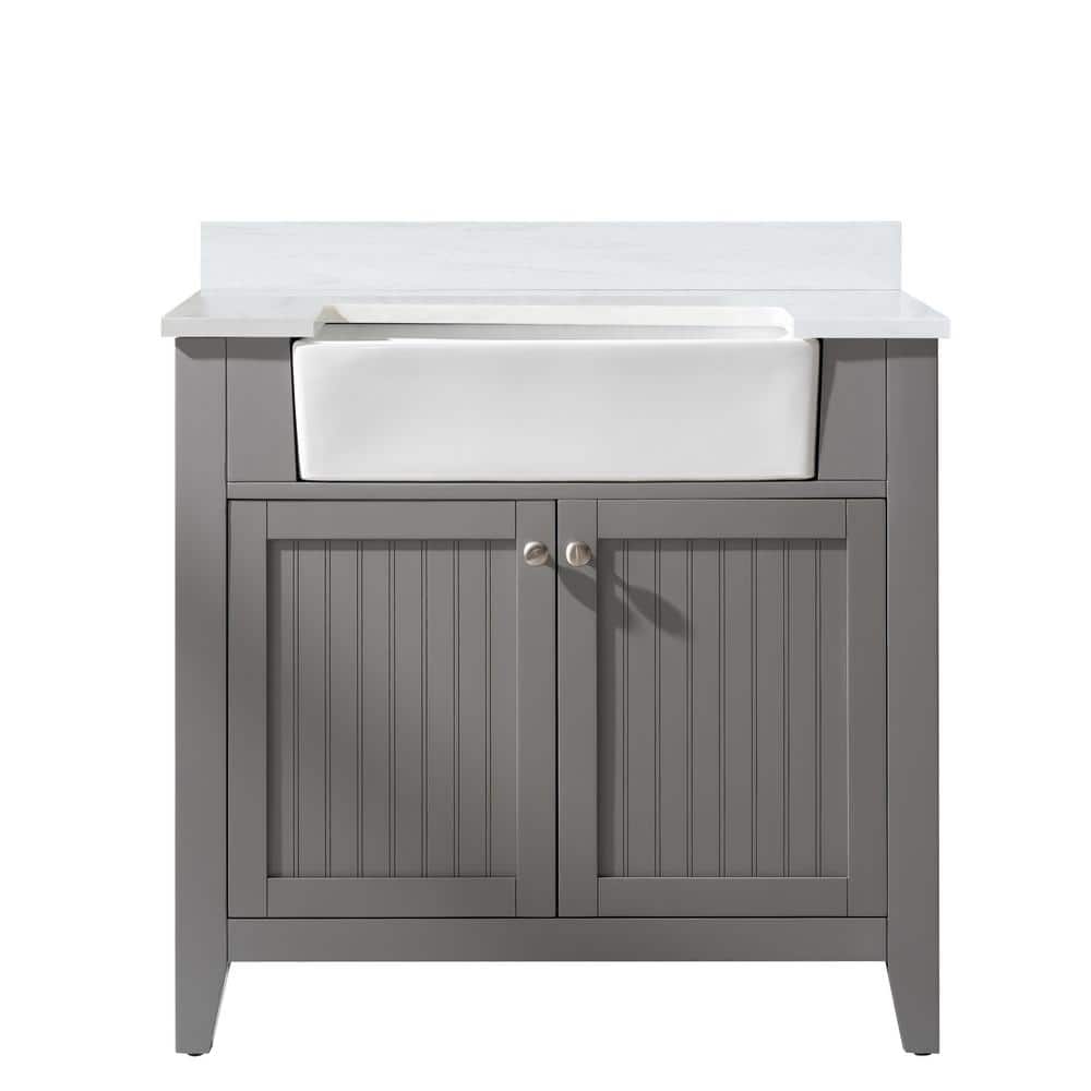 Burbank 36" Gray Birch Vanity with Carrara Marble Top