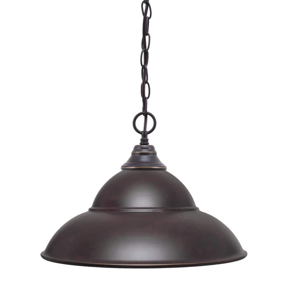 Kingston 100-Watt 1 Light Dark Granite Shaded Pendant Light with 16 in. Dar