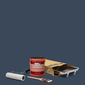 1 gal. #M500-7 Very Navy Ultra Extra Durable Flat Interior Paint and 5-Piece Wooster Set All-in-One Project Kit