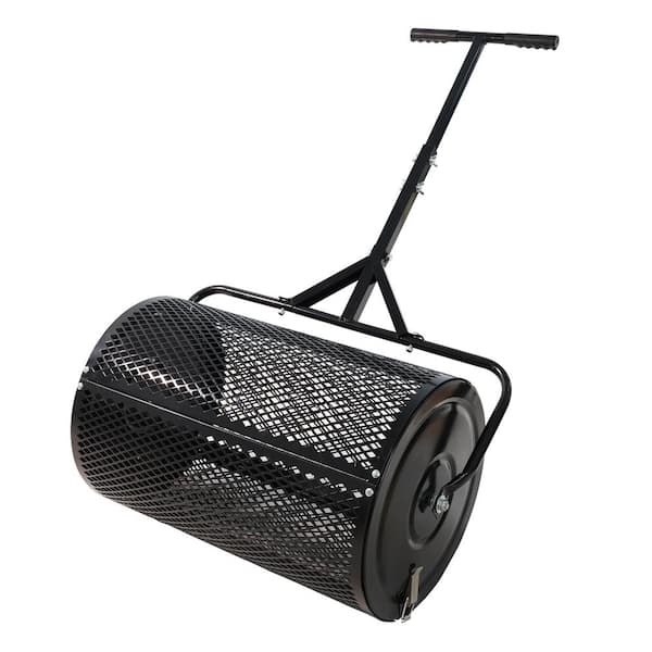 Unbranded 24 in. Lightweight Metal Mesh Peat Moss Compost Roller Spreader with Upgrade T-Shaped Handle for Planting Seeding