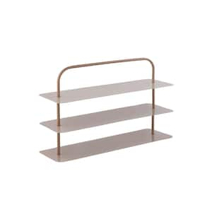 Minimalist 24.5 in. H 9-Pair 3-Tier Iron Thin Flat Plate Shoe Rack with 2-Tone in Brown