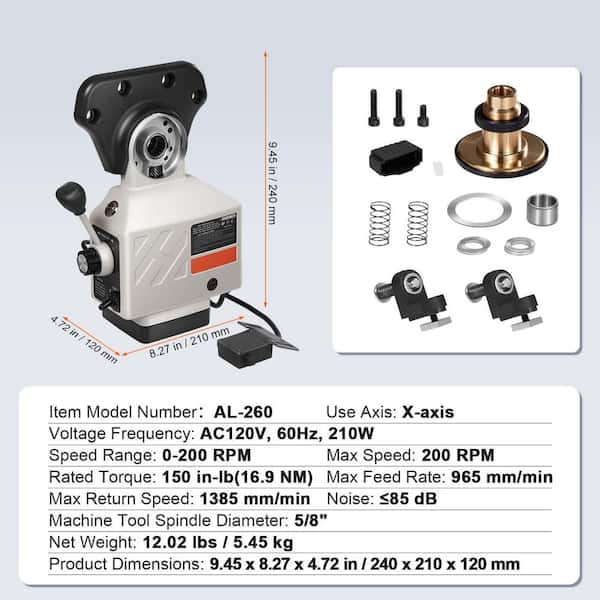 SKYSHALO X-Axis Power Feed for Milling Machine, 150 in.-lb. Torque