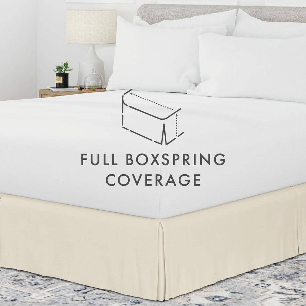 Ivory Full Cotton Polyester Pleated Bed Skirt Panel