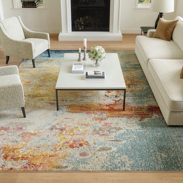 Nourison Celestial Sealife Multicolor 8 ft. x 11 ft. Abstract