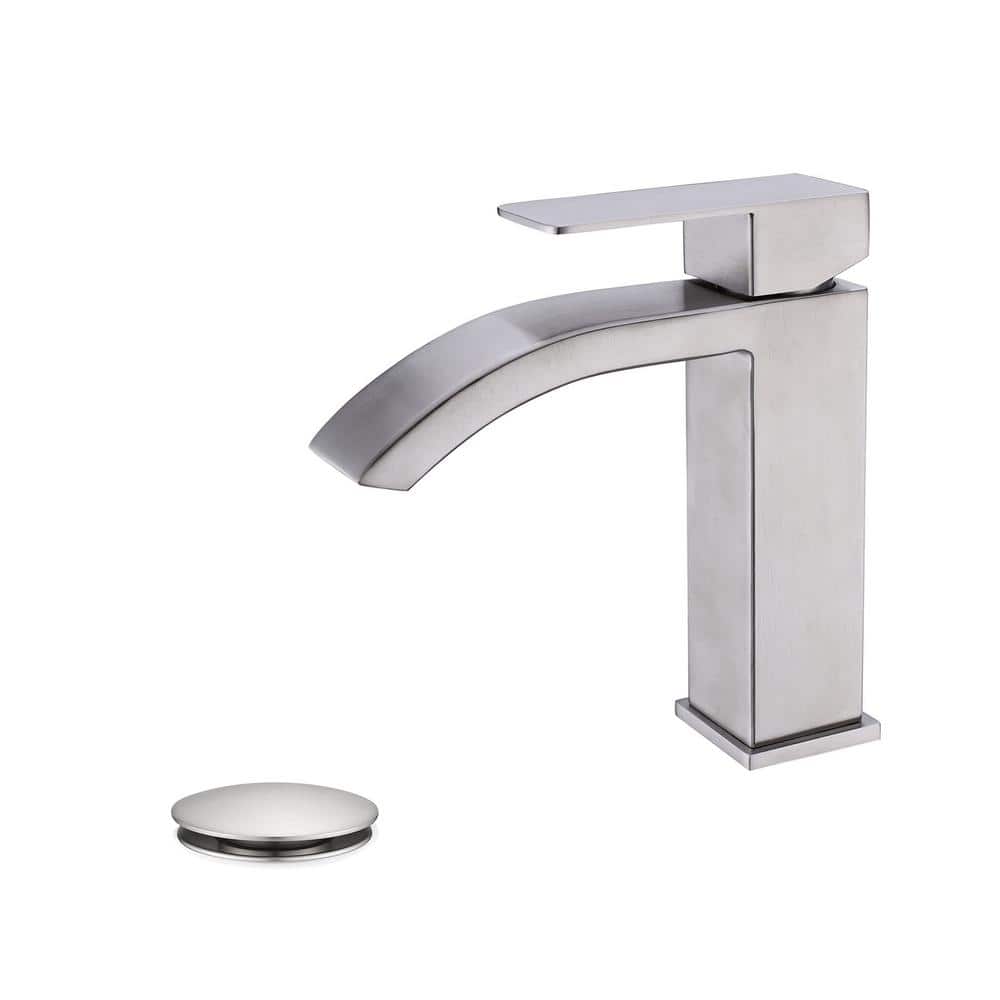 Single Handle Single Hole Waterfall Spout Bathroom Faucet 1.5 GPM with Pop-