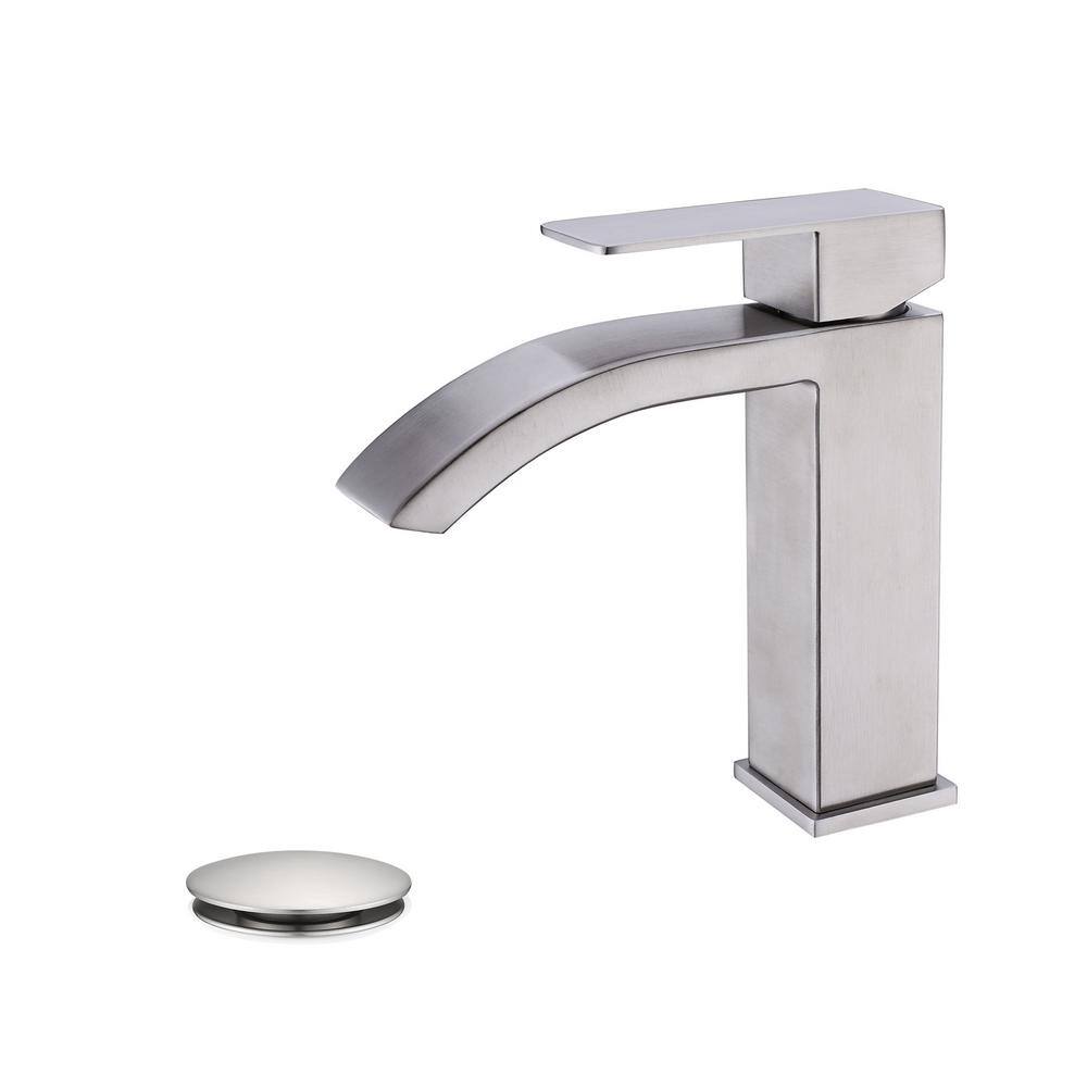 Single Handle Single Hole Waterfall Spout Bathroom Faucet 1.5 GPM with Pop-Up Drain and Spot Resistant in Brushed Nickel price history on PriceWatchPro