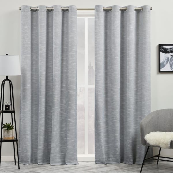 EXCLUSIVE HOME Somers Indigo Textured Light Filtering Grommet Top Curtain, 54 in. W x 84 in. L (Set of 2)