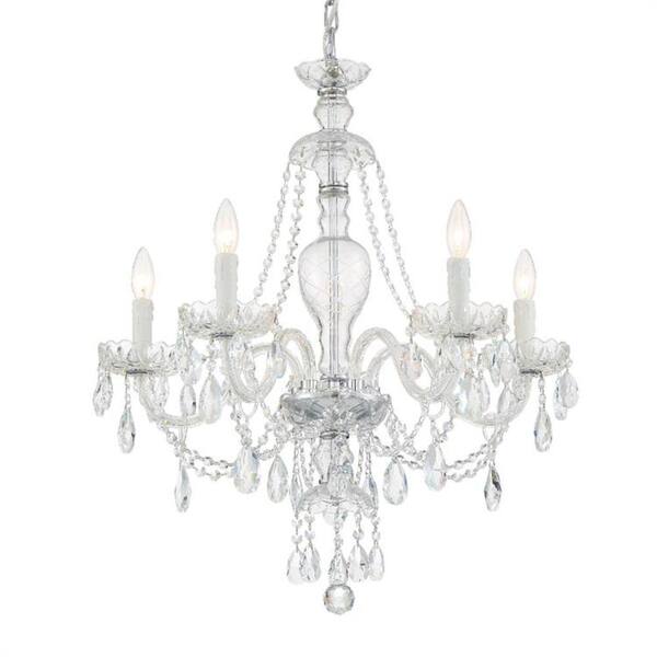 marie therese 5 light integrated led chrome chandelier