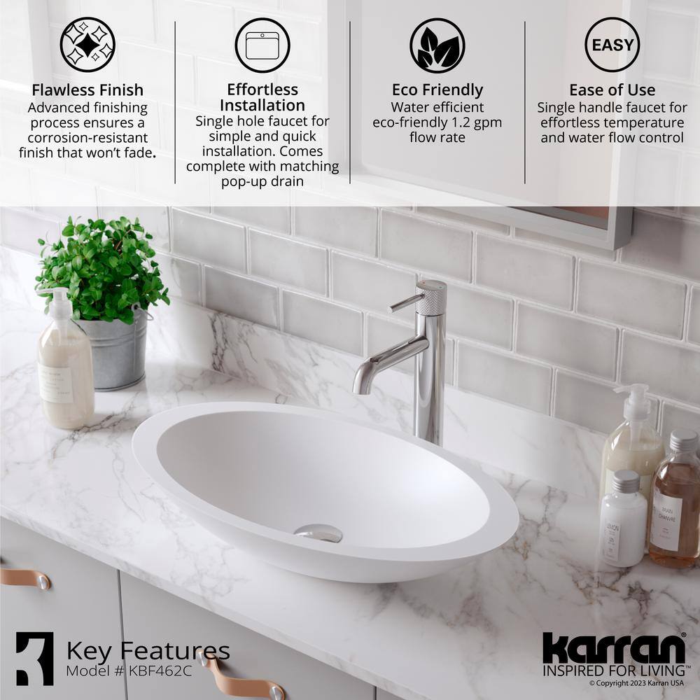 Tryst Chrome Single-Handle Vessel Bathroom Faucet with Drain Assembly