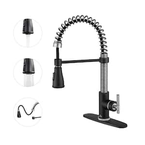Single-Handle Pull Down Sprayer Kitchen Faucet with Power Boost 3 Function Sprayed in Matte Black and Brushed Nickel