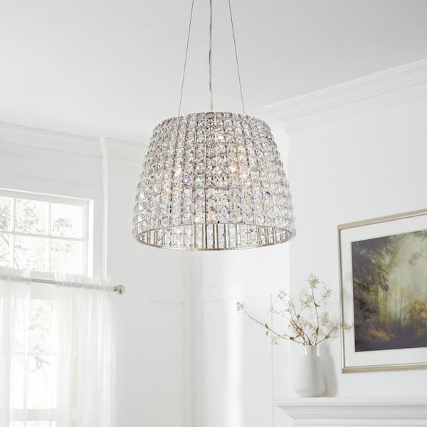 Beatrice 3-Light 16 in. Polished Nickel Crystal Pendant