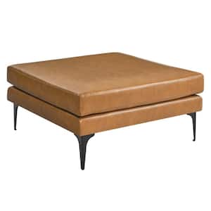 Evermore Faux Leather Ottoman in Tan