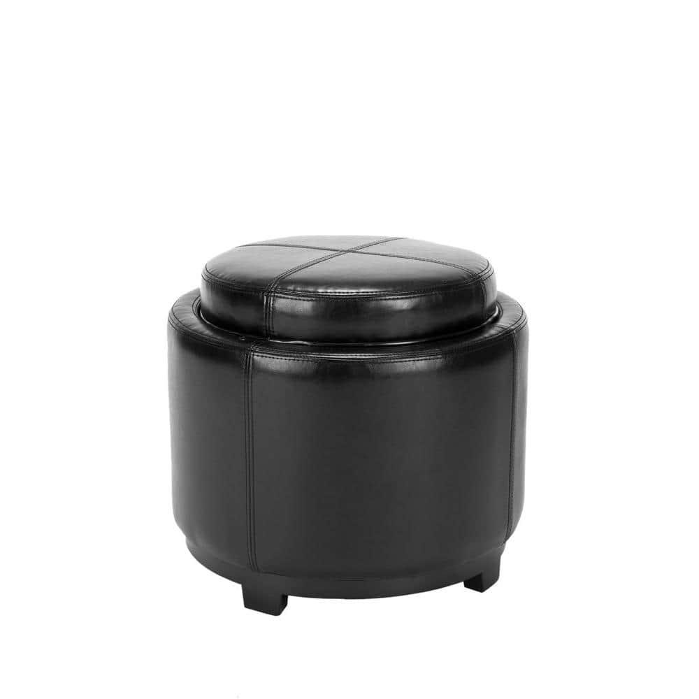 Irene Black Storage Ottoman
