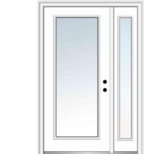 MMI Door 51 in. x 81.75 in. Clear Glass Full Lite Left Hand Classic Primed Fiberglass Smooth Prehung Front Door with One Sidelite