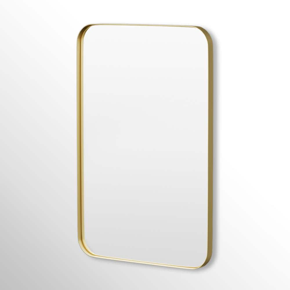 Hausvita 24 in. W x 36 in. H Rectangular Framed Tempered Glass Wall-Mounted Bathroom Vanity Mirror in Gold SF-Y-2436-G - The Home Depot