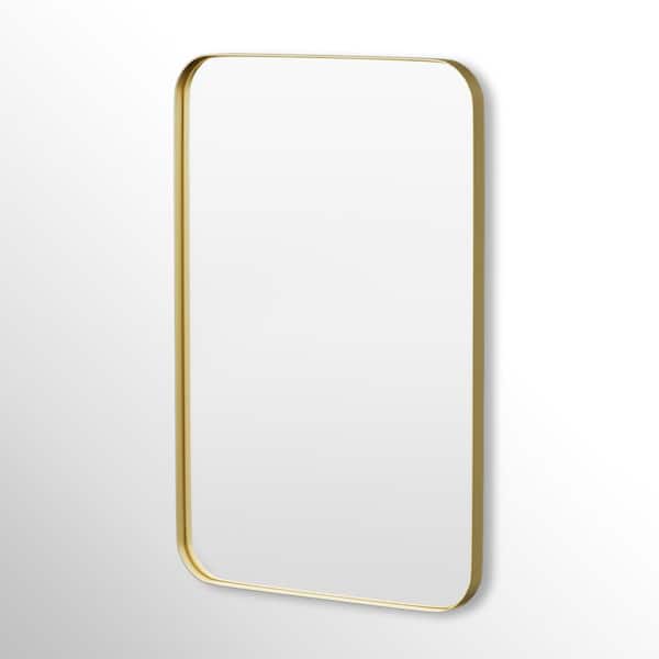 Hausvita 24 in. W x 36 in. H Rectangular Framed Tempered Glass Wall-Mounted Bathroom Vanity Mirror in Gold